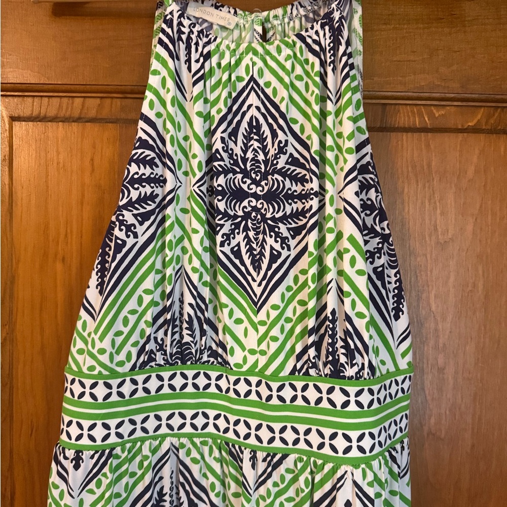 London Times Green and Blue Patterned Women’s One Piece Dress - Picture 7 of 10